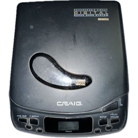 Craig JC6111C Portable CD Player Super Bass System 1996 Vintage  - Black - Picture 1 of 4